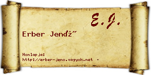 Erber Jenő névjegykártya